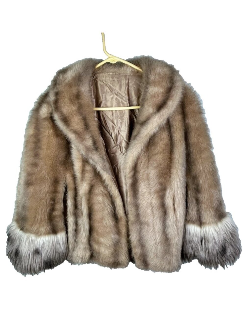 Regina Glenara by Glenoit Vintage Fur Cape Stole Jacket Beige Brown 1960's Glam